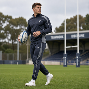 X Men's <b>Navy</b> Blue Polyester Sweatpants Elastic Waist Breathable Quick Dry Moisture Wicking All Seasons Regular Fit Rugby Style - Product Image 5