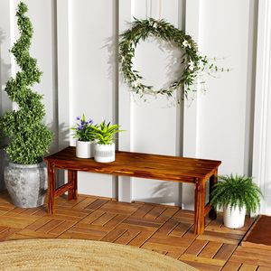 Panca da Giardino a 2 Posti in Bambù per Esterni, Patio, Parco, Bordo Piscina, Senza Schienale, con Seduta a Doghe, Ideale per Centri Commerciali - Product Image 2