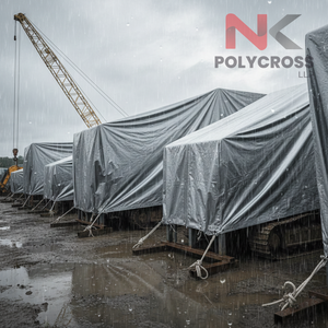 Bâche industrielle stratifiée en polytarpoline, multicouche, en fibre maillée, enduite anti-UV, pour entrepôt, ferme, stockage, anti-moisissure, exportations Inde - Product Image 5