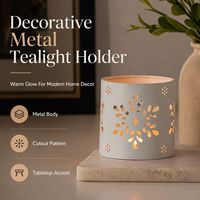 Support de bougie décoratif nordique en métal pour bougies chauffe-plat, motif découpé, pour table, maison, Noël - Vente en gros