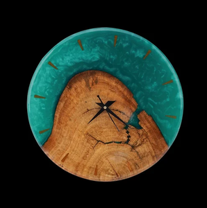 Horloge murale en résine époxy et bois, design 2026, pour cadeau, décoration intérieure, finition lisse, style rustique moderne, pour restaurant, hôtel - Product Image 3