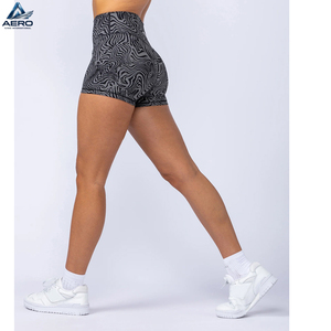 Shorts de yoga de cintura baja para mujer, en contraste de color negro y gris, con logotipo propio, los más vendidos, a precio razonable. - Product Image 3