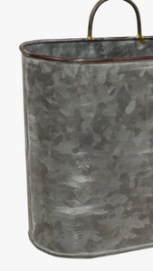 Set Of 3 Galvanized Metal Oval Wall Planters Farmhouse Style Indoor Outdoor Hanging Half Bucket Decoration In Affordable Price - Product Image 6