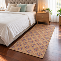 Customizable 100% Jute Eco-Friendly Modern Flat Weave Medium Pile Runner Rug 2x6 Feet Natural Tan Checkered Pattern Carpet