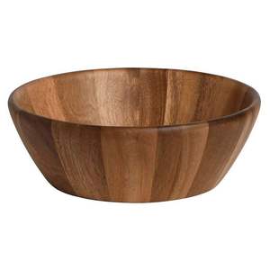 Tazón de madera de acacia hecho a mano con acabado liso para ensaladas, frutas, aperitivos, estilo rústico, para cocina, comedor, mesa, tazón natural para servir. - Product Image 1