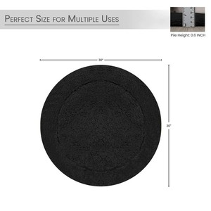 Round <b>Black</b> Chenille <b>Bath</b> <b>Mat</b> Non-Slip Rubber Backing Thick Tufted Plain Style Home Use Custom Sizes Available Ultimate Comfort - Product Image 3