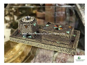 Ensemble brûleur d'encens artisanal en laiton et MDF, design mosaïque perlée, diffuseur d'aromathérapie écologique, style Moyen-Orient, utilisation toutes saisons - Product Image 6