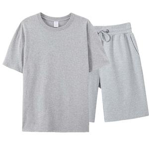 100% Cotton Mens Casual 2 Piece T Shirt Shorts <b>Set</b> Breathable Quick Dry <b>Knitted</b> Solid Street Style Front Outfit OEM Wholesale - Product Image 4