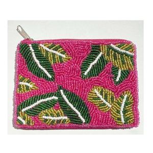 Porte-monnaie miniature en tissu perlé à feuilles vertes fait main, fermeture éclair supérieure, petite taille, pochette de rangement, pour collection de pièces de monnaie, usage polyvalent - Product Image 6