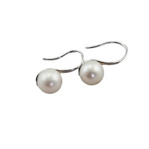 Boucles d'oreilles en argent S925 avec perle d'eau douce ronde de 9-10 mm, élégantes et simples, avec des cuillères à talons hauts, tempérament élevé - Product Image 5