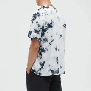 Premium Custom Logo Tie Dye Men's T-Shirt Heavyweight 100% Cotton Oversized Streetwear Tee Black & <b>White</b> Acid Wash Cloud Print - Product Image 1