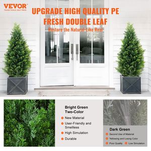 2 Packs de 3 pi de cèdre artificiel résistant aux UV Topiary Tree Indoor/Outdoor Faux Plant Decor - Product Image 2