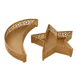Panier en fer en forme de lune pour dattes, conteneur de rangement alimentaire Ramadan Kareem, plateau de service pour la table festive musulmane Mubarak - Product Image 4
