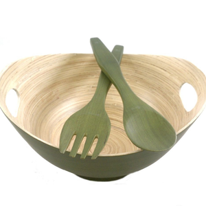 ชุดชามและช้อนไม้ไผ่พร้อมโลโก้สั่งทำ งานแฮนด์เมด เป็นมิตรกับสิ่งแวดล้อม เหมาะสำหรับใส่สลัด ใช้ในงานปาร์ตี้ ผลิตจากโรงงานในเวียดนาม สำหรับส่งออก - Product Image 1