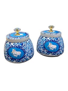 Wholesale Handpainted Metal Jar Decorative <b>Storage</b> Canister <b>Container</b> Crystal Knob Lid Indian Handicrafts - Product Image 5