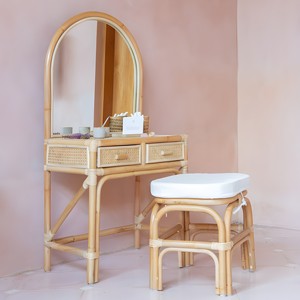 Kids rattan make-up <b>table</b> with mirror cheap price child room furniture handmade make up <b>tables</b> - Product Image 2
