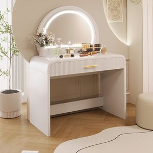 39-Inch White <b>Dressing</b> <b>Table</b> with Touch Screen Lighted <b>Mirror</b> 39 Makeup Vanity with Drawer for Bedroom - Product Image 2