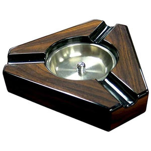 Cenicero de madera y metal en forma de triángulo, acabado en marrón y dorado, accesorios para fumar, cenicero para cigarros, precio al por mayor - Product Image 5