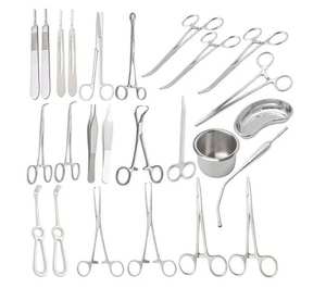 Juego de Instrumentos Quirúrgicos Básicos para Cirugía Menor, Herramientas de Aplicación de Apósitos, Instrumentos Médicos Hechos de Acero Inoxidable, Juego de 14 Piezas para Uso en Operaciones - Product Image 1