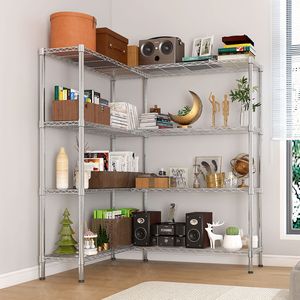 "Adjustable 4-Tier 1200LBS NSF Wire Shelving Unit-58FT W-Metal <b>Storage</b> Rack-<b>Plastic</b> <b>Shelves</b>" - Product Image 1