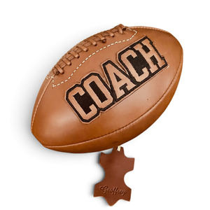 Ballon de football vintage rétro classique de l'entraîneur Geoffrey, logo appliqué, 100% cuir de vachette tanné, fait main, taille 7, haute respirabilité, léger et durable - Product Image 1