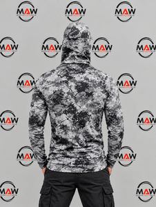 Sudadera con Capucha de Pesca para Hombre MAW, Color Gris Camuflaje, Protección Solar UPF 50, Camisa de Manga Larga Anti-UV con Cubre Rostro - Product Image 2