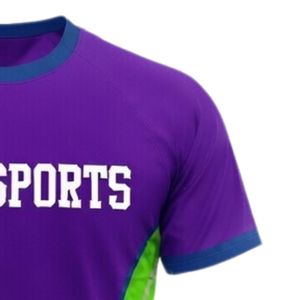 Maillot de netball unisexe violet et vert en polyester à manches courtes, léger, vêtement de sport athlétique pour compétition d'équipe - Product Image 3