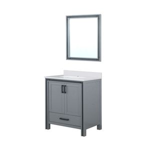 Mobile da Bagno Grigio Scuro 30 Pollici L X 22 Pollici D con piano in quarzo bianco e altezza 28 pollici. Mobili da Bagno con Specchio - Product Image 5