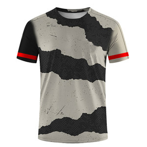 T-shirt pour homme à manches courtes, col rond, imprimé camouflage bleu, séchage rapide, coupe décontractée, tricoté en polyester - Product Image 5
