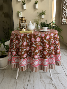 High Demanded Hand Block Printed Cotton Floral Print <b>Table</b> Cloth Size 60x90 Inch Bulk Product Full Size <b>Cover</b> at Wholesale Price - Product Image 2