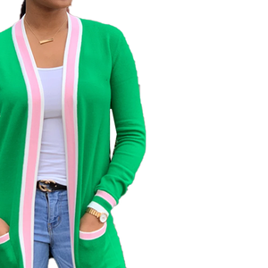 เดรสคาร์ดิแกนไหมพรมถักแบบยาว รุ่น Sorority Breeze ผ้าขนสัตว์/แคชเมียร์หนานุ่ม สวมใส่สบายสำหรับฤดูหนาว สีชมพูและเขียว - Product Image 5