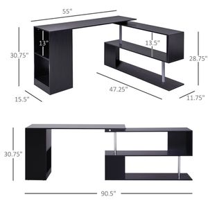 Scrivania angolare nera a L girevole con contenitore per l'home office - Product Image 3