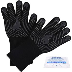 1472 gradi F ignifugo guanti da Barbecue antiscivolo in Silicone guanti da forno per cucina Barbecue grigliare cottura campeggio fumatore-nero - Product Image 1