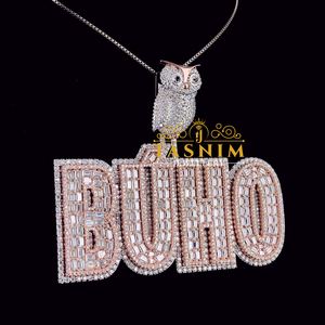 Colgante de Plata 925 Bañado en Oro Rosa de la Mejor Calidad con Letra M y Corona, con Moissanita, Estilo Hip Hop Unisex, Certificado - Product Image 2