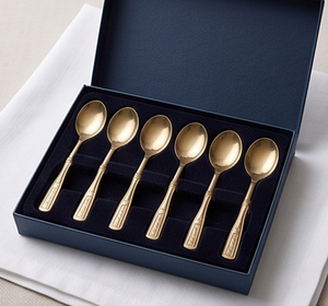 Cuillères à thé plaquées or de qualité supérieure, design classique, finition miroir, manche long, métal durable, ensemble de service pour mariage - Product Image 6