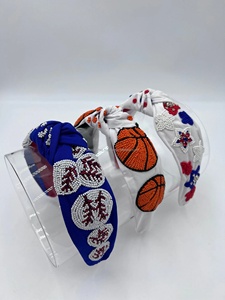 Lightweight Baseball Beaded <b>Headband</b> Game Day Handmade Knotted Sports Embroidered Hair Accessory for Women & Girls Events 2026 - Product Image 2
