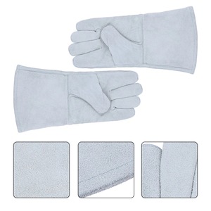 1Pair Heat Resistant Cowhide <b>Gloves</b> High Durability Breathable Welding <b>Gloves</b> for Outdoor Camping Cold Weather - Product Image 2