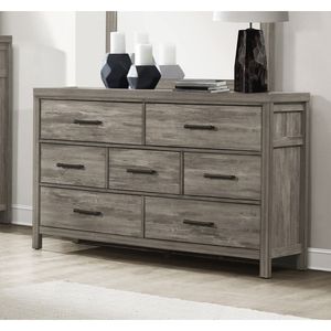 Comò da letto con 7 cassetti in stile rustico con finitura grigia Premium in legno laminato melaminico 1 pz - Product Image 4