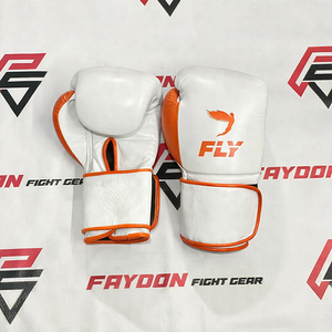 Gants de boxe professionnels en cuir de vachette avec fermeture à sangle, rouge et blanc, pour sparring, arts martiaux, kickboxing, Muay Thai, sac de frappe - Product Image 3