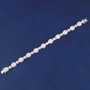 A cluster oval diamond tennis heavy look unisex <b>bracelet</b> 925 sterling <b>silver</b> D VVS moissanite bling bing shine tester pass piece - Product Image 3