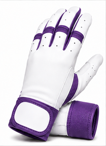 Customized Baseball Batting Gloves High Quality <b>Leather</b> Long <b>Cuff</b> Adjustable <b>Wrist</b> Closure Reinforced Palm Grip Sports Training - Product Image 5