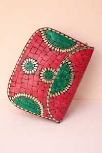 Sacs fourre-tout promotionnels personnalisés en métal et mosaïque brodés à la main, forme personnalisée, rouge, vert, or - Product Image 2