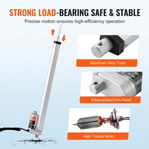 Attuatore Lineare 12V con Carico Elevato 330 libbre/1500N, Movimento Lineare 0,19 pollici/s, Staffa di Montaggio da 1 pollice per Cilindri - Product Image 5