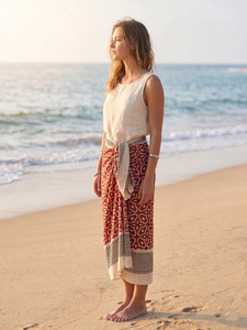 Pañuelo Sarong de Algodón Hecho a Mano al por Mayor, con Estampado Floral y de Hojas, Largo, para Playa, Estilo Boho, Cubre Traje de Baño, Esencial para Viajes de Verano en Resorts Tropicales - Product Image 6