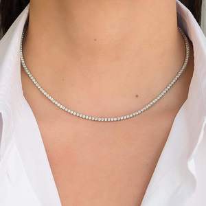 Collar de Mujer con Diamante Cultivado en Laboratorio, Corte Brillante Redondo, Estilo Hiphop, Chapado en Oro, Color D, para Uso Diario - Product Image 1