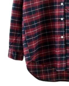 Camisa de franela a cuadros para mujer, color borgoña y azul marino, manga larga, con botones, corte holgado, estilo informal, para otoño e invierno. - Product Image 5