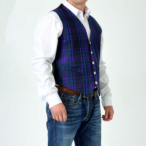 Chaleco de tartán a cuadros vintage para hombre, chaleco clásico ajustado, chaleco formal ajustable para bodas y ocasiones festivas - Product Image 1