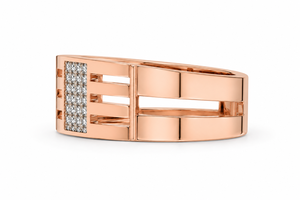 18K Rose Gold Diamond Geometric Band <b>Ring</b> for Men High Polish Contemporary Luxury Wedding Party Daily Wear Gift Fine Jewelry - Product Image 4