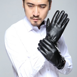 Guantes de Cuero Auténtico para Conducir al Aire Libre, Unisex, de Diseño Retro, Negros, con Pantalla Táctil, Cálidos para Invierno, Autocalentables - Product Image 4