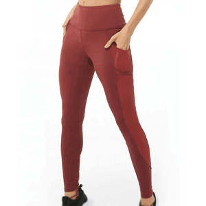 Leggings de yoga taille haute pour femmes, en Spandex/Nylon, extensibles dans quatre directions, avec poches, vêtements de sport personnalisés - Product Image 3